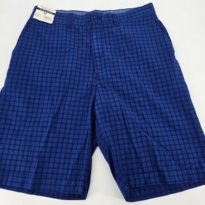 Roundtree&York Men's 34X11 Classic Fit Bermuda Blue Overdyed Plaid Shorts (1056)